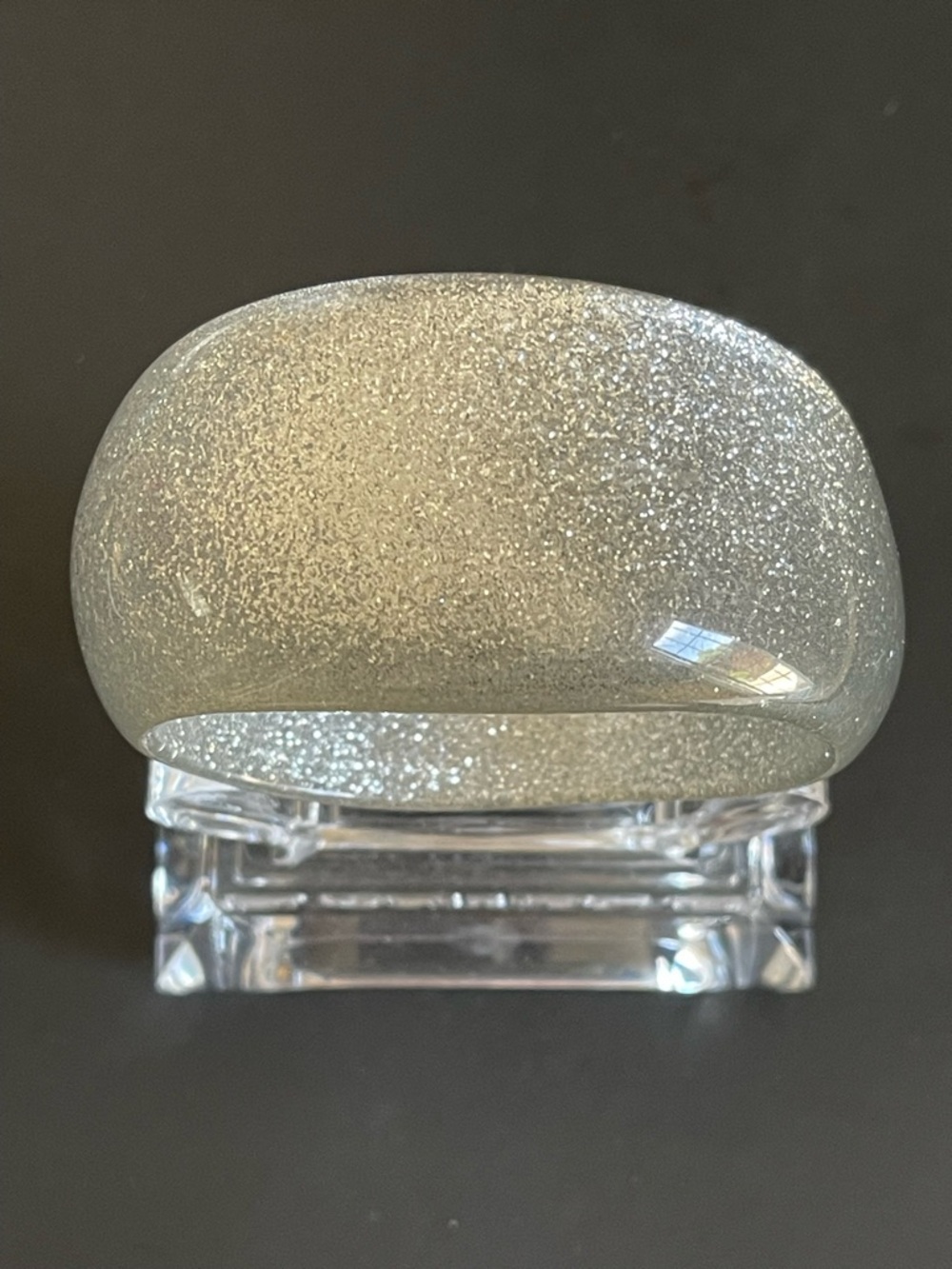 Vintage 1980 sparkling silver foil lucite bangle.
